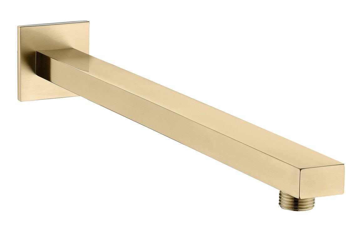Square Shower Arm 300mm - Brushed Brass