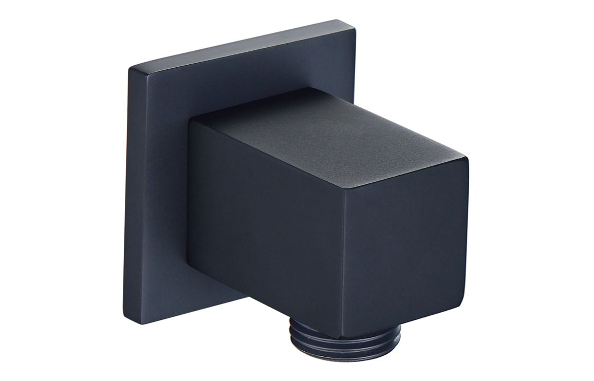 Square Wall Outlet Elbow - Matt Black