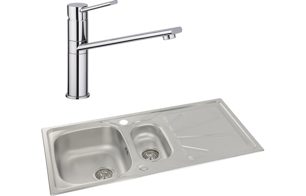 Abode Trydent 1.5B Inset St/Steel Sink &amp; Specto Tap Pack