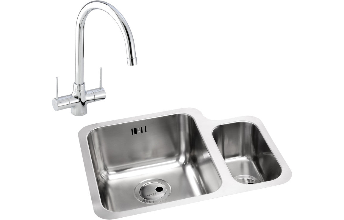 Abode Matrix 1.5B LHMB Undermount Stainless Steel Sink &amp; Nexa Tap Pack