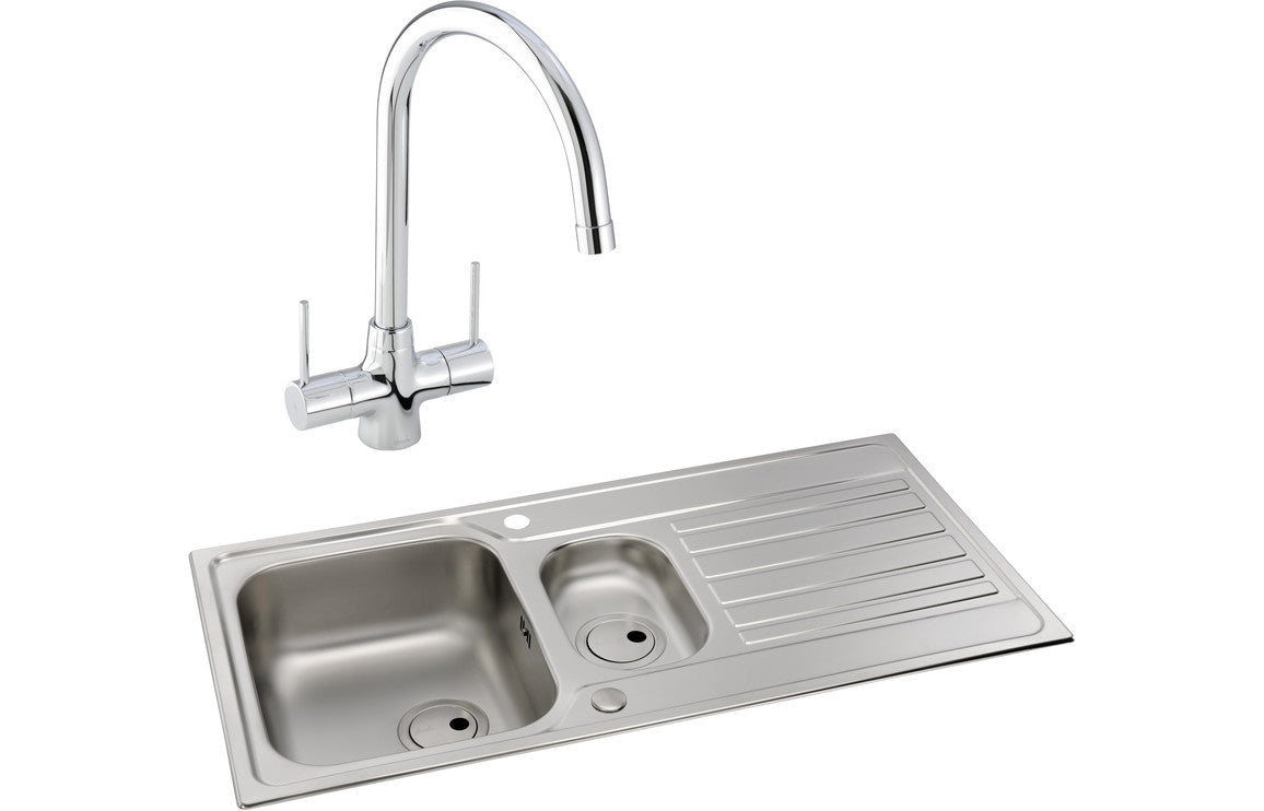 Abode Connekt 1.5B Inset Stainless Steel Sink &amp; Nexa Tap Pack