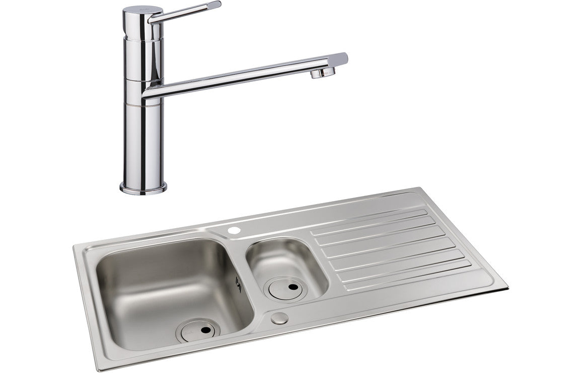 Abode Connekt 1.5B Inset Stainless Steel Sink &amp; Specto Tap Pack