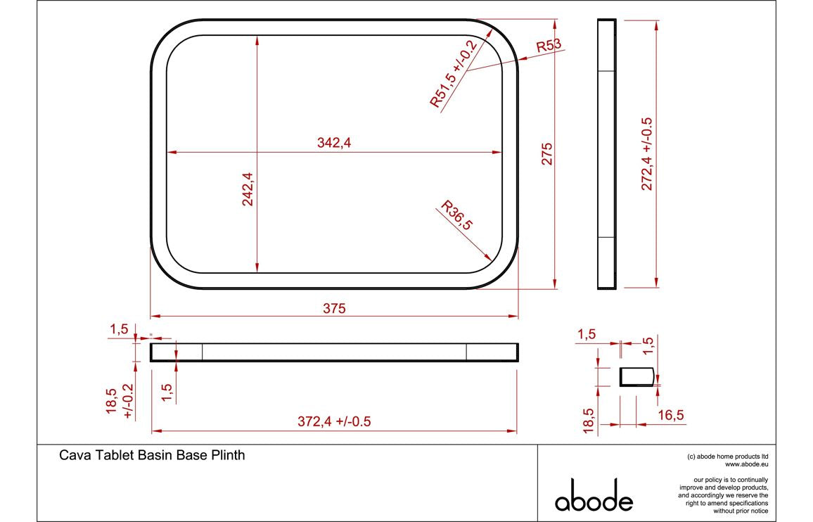 Abode Cava Tablet Basin Plin Tap Hole  - Brushed Brass