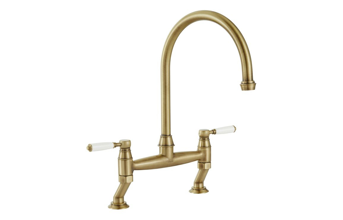 Abode Oxbury Bridge Mixer Tap - Antique Brass