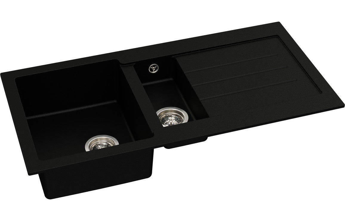 Abode Xcite 1.5B Inset Black Metallic Sink &amp; Astral Tap Pack