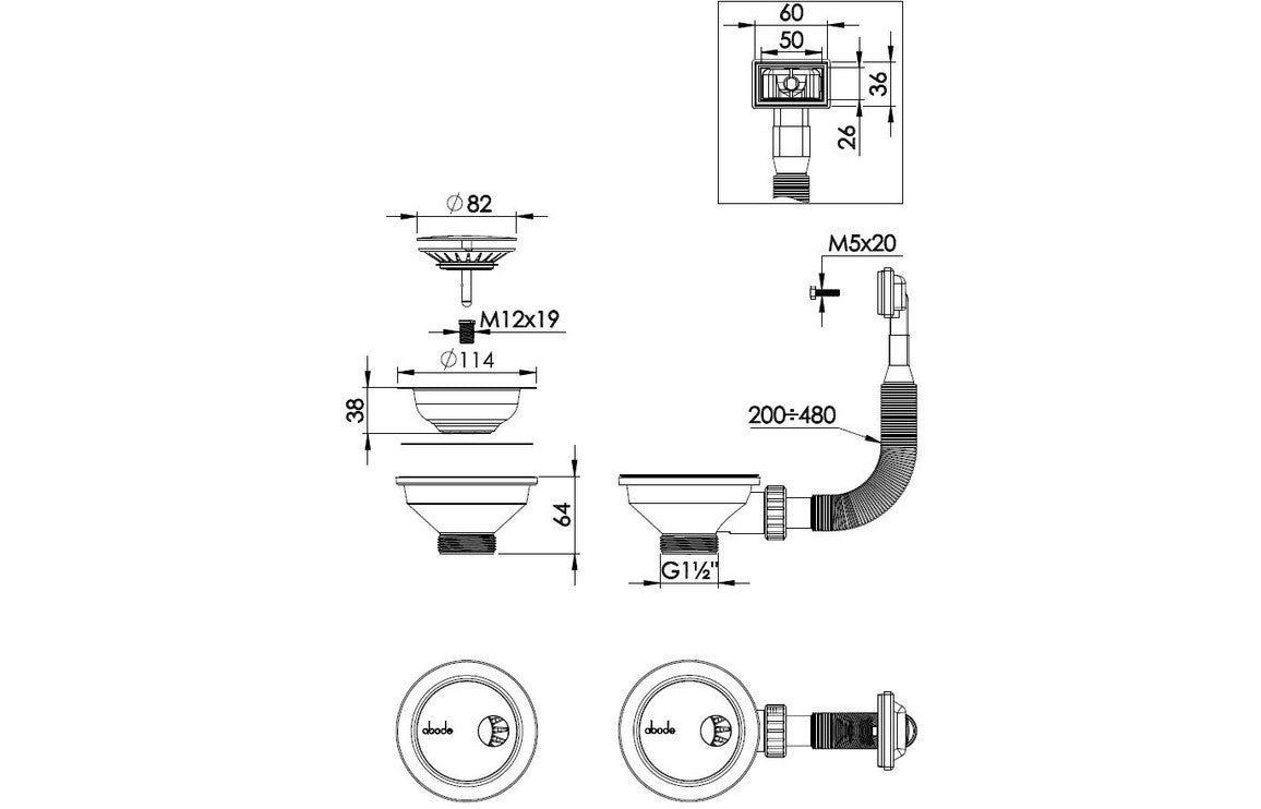 Abode Orbit Strainer Multi Bowl Sink Waste Kit