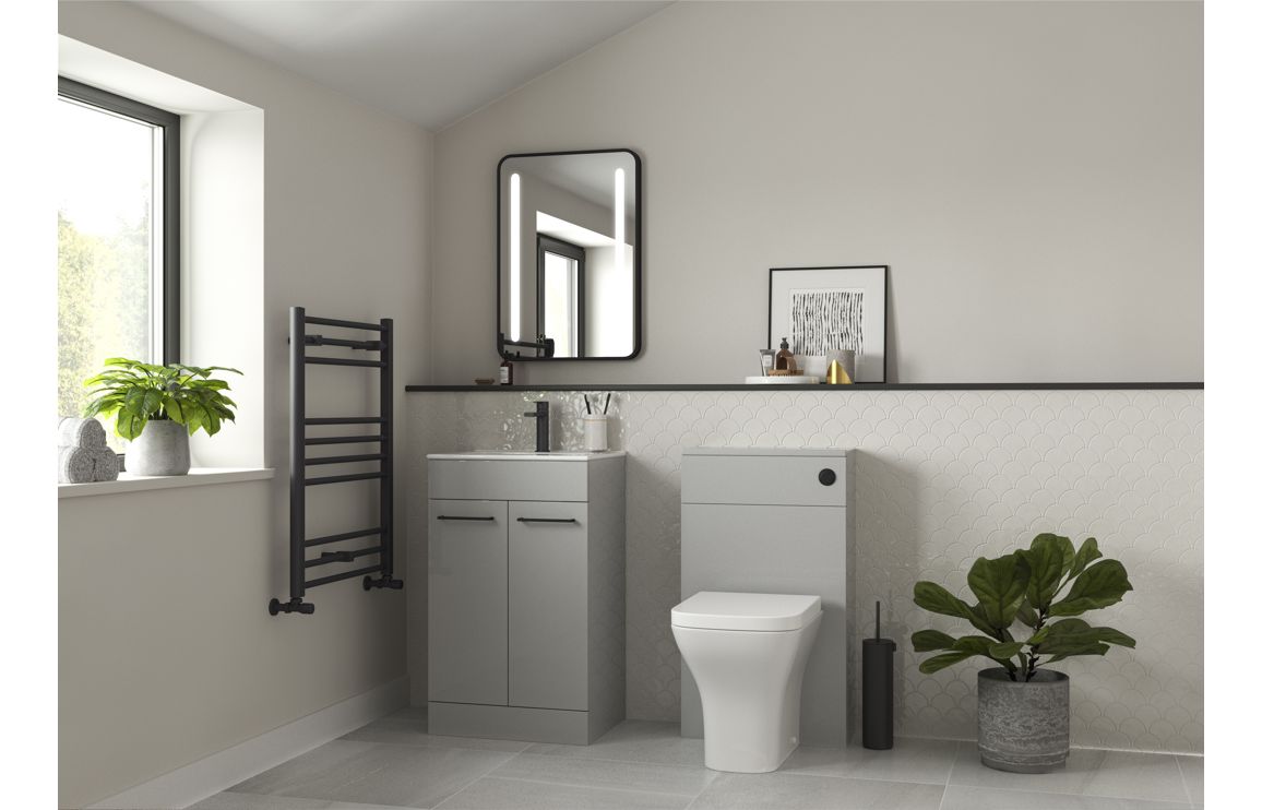 Bohai 510mm Floor Standing Furniture Pack - Grey Gloss with Black Finishes