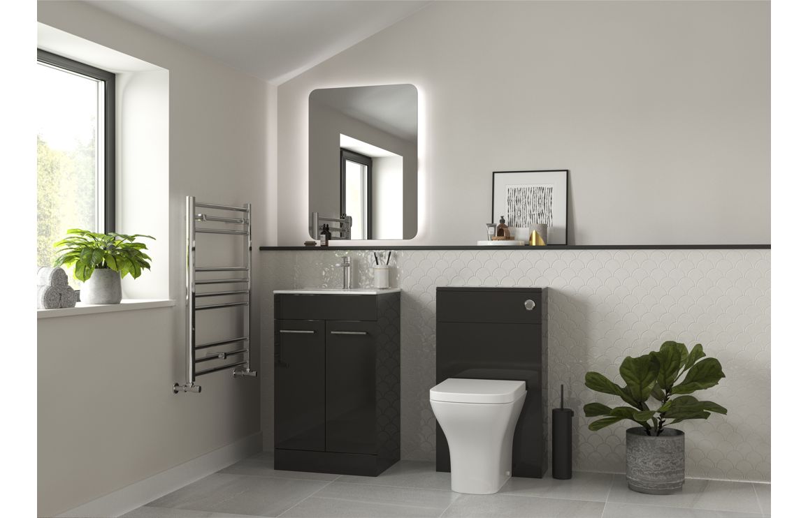 Bohai 510mm Floor Standing Furniture Pack - Grey Gloss with Chrome Finishes