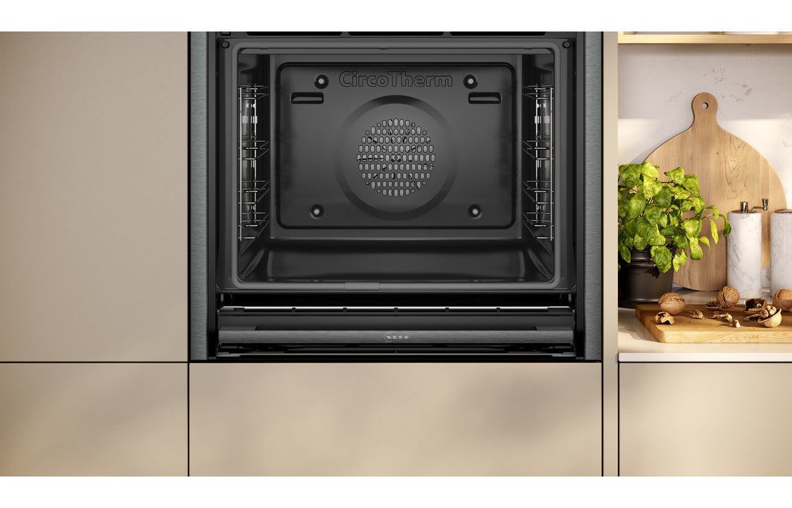 Neff N90 B64VS71G0B Single Slide &amp; Hide Pyrolytic Oven With Steam - Black With Graphite Trim