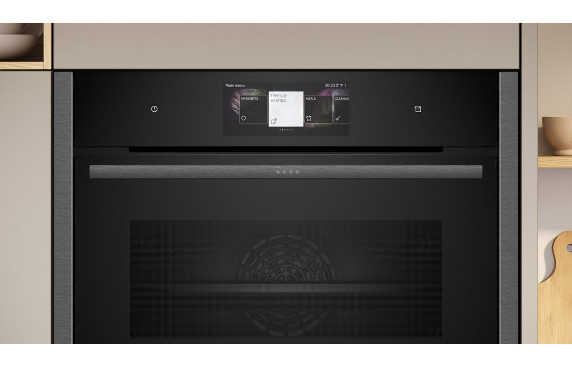 Neff N90 C24FT53G0B Compact Oven with Steam - Black with Graphite Trim