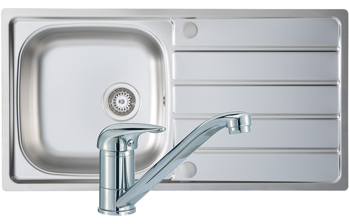 Prima 1B 965x500mm St/Steel Sink &amp; Single Lever Tap Pack