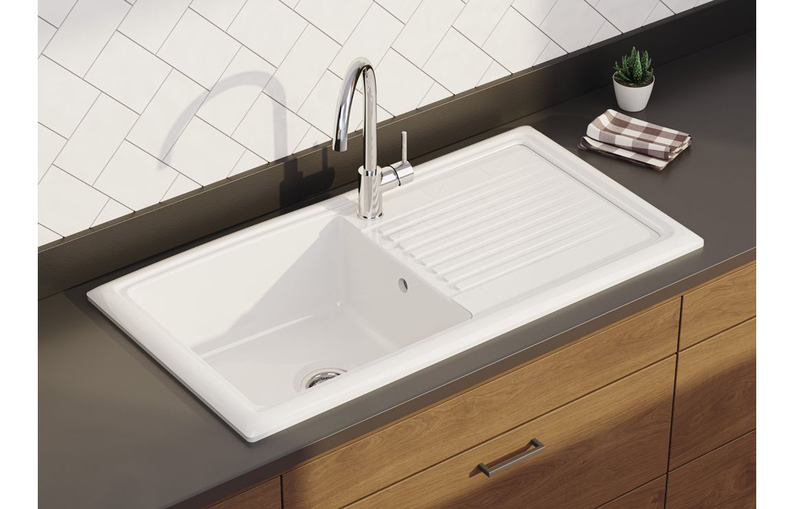 Prima 1B 1D Reversible Ceramic Sink - White