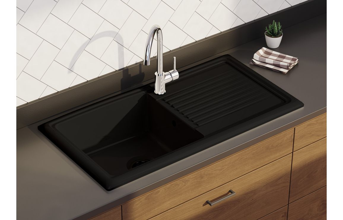 Prima 1B 1D Reversible Ceramic Sink - Black