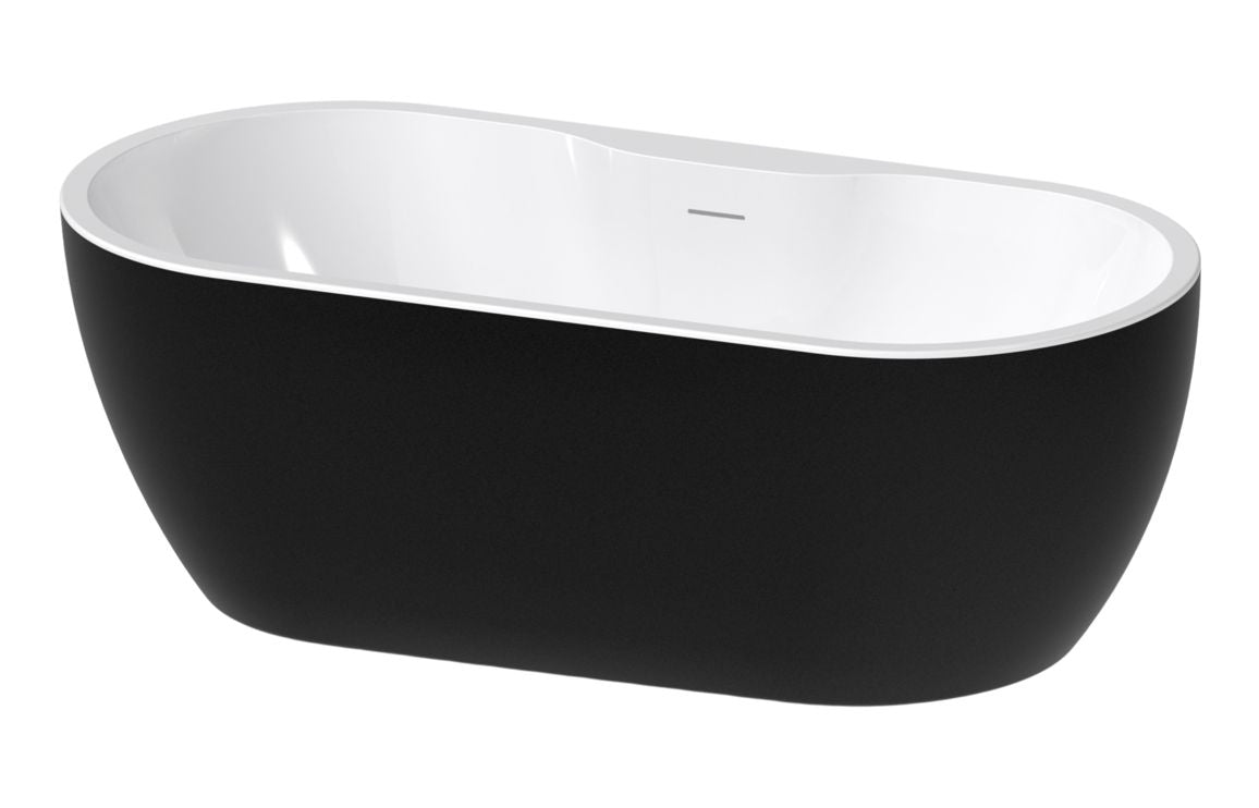 Chelif Freestanding 1650x745x580mm 0 Tap Holes Bath - Gloss Black