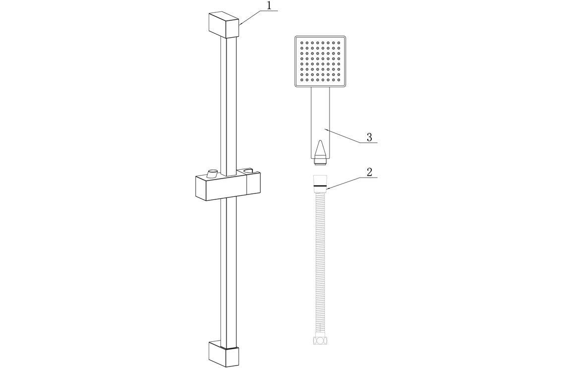 Square Slider Rail Kit &amp; Single Mode Handset - Matt Black