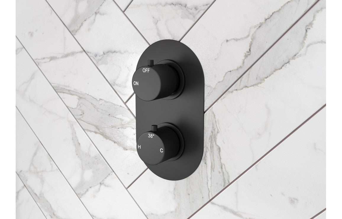 Single Outlet Twin Shower Valve - Matt Black