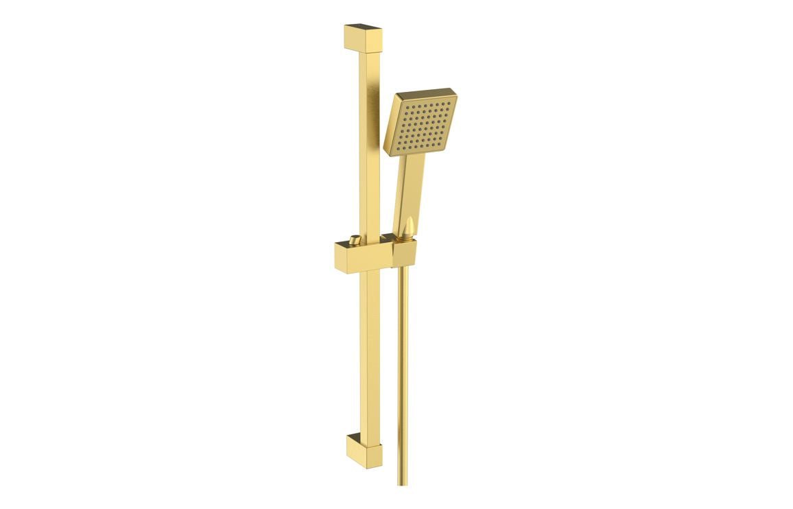 Square Slider Rail Kit &amp; Single Mode Handset - Brushed Brass