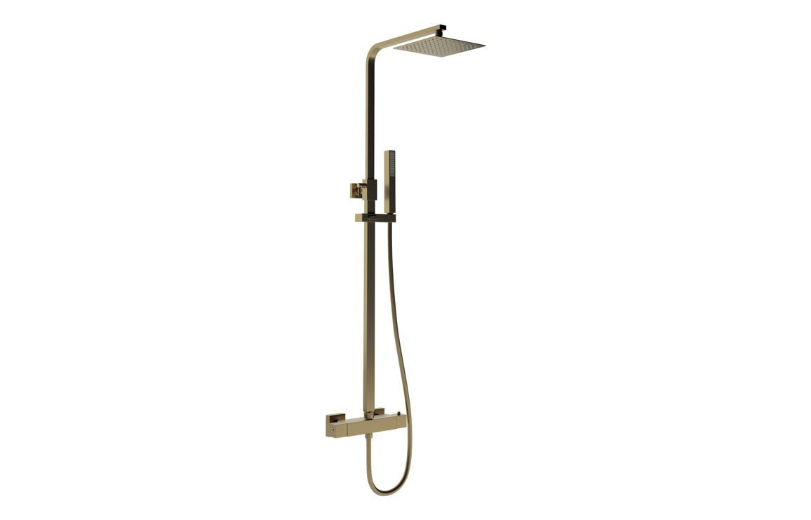 Square Thermostatic Bar Mixer With Riser Kit - Brushed Bronze