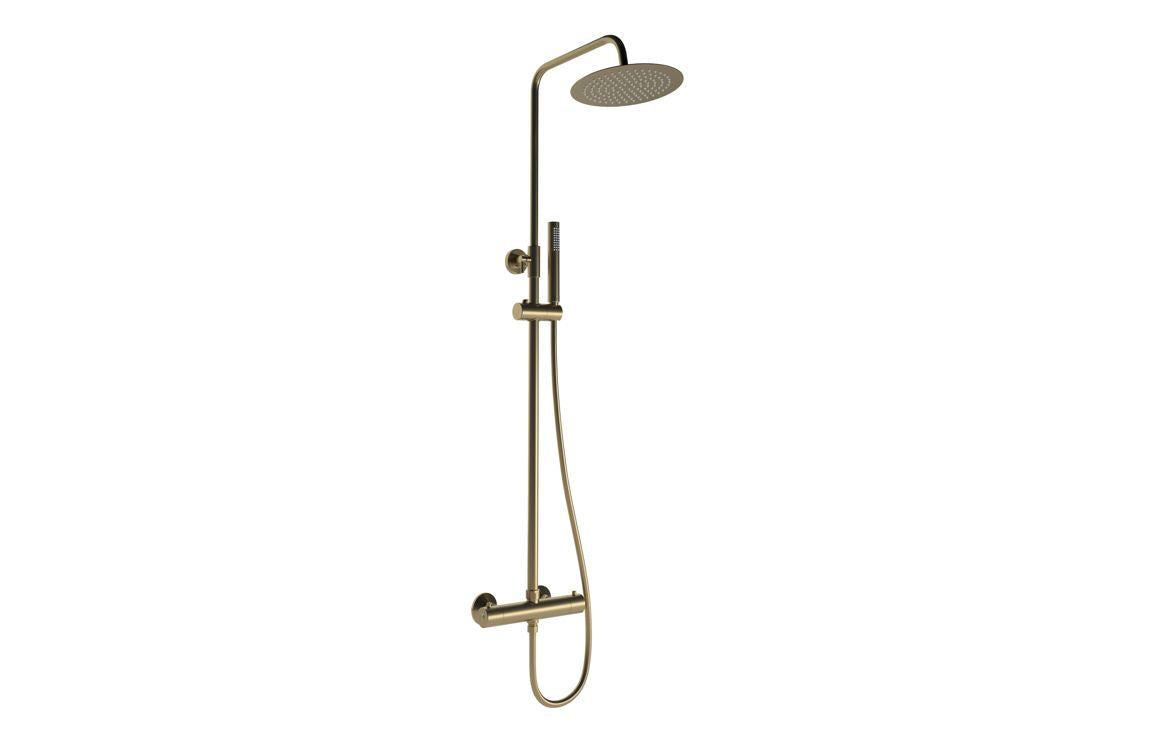 Round Thermostatic Bar Mixer With Riser Kit - Brushed Bronze