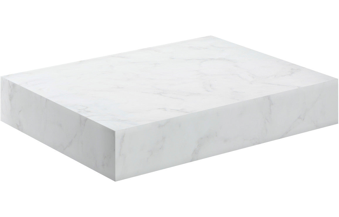 Tallula 600mm Wall Hung White Marble Basin Shelf &amp; Brushed Bronze Bottle Trap