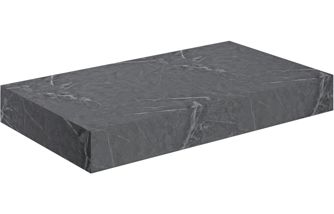 Tallula 800mm Wall Hung Grey Marble Basin Shelf &amp; Brushed Bronze Bottle Trap