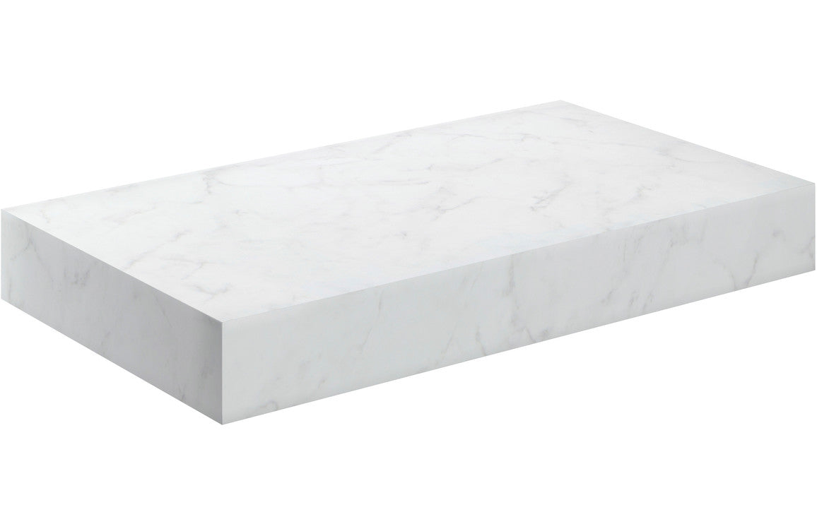 Tallula 800mm Wall Hung White Marble Basin Shelf &amp; Brushed Bronze Bottle Trap