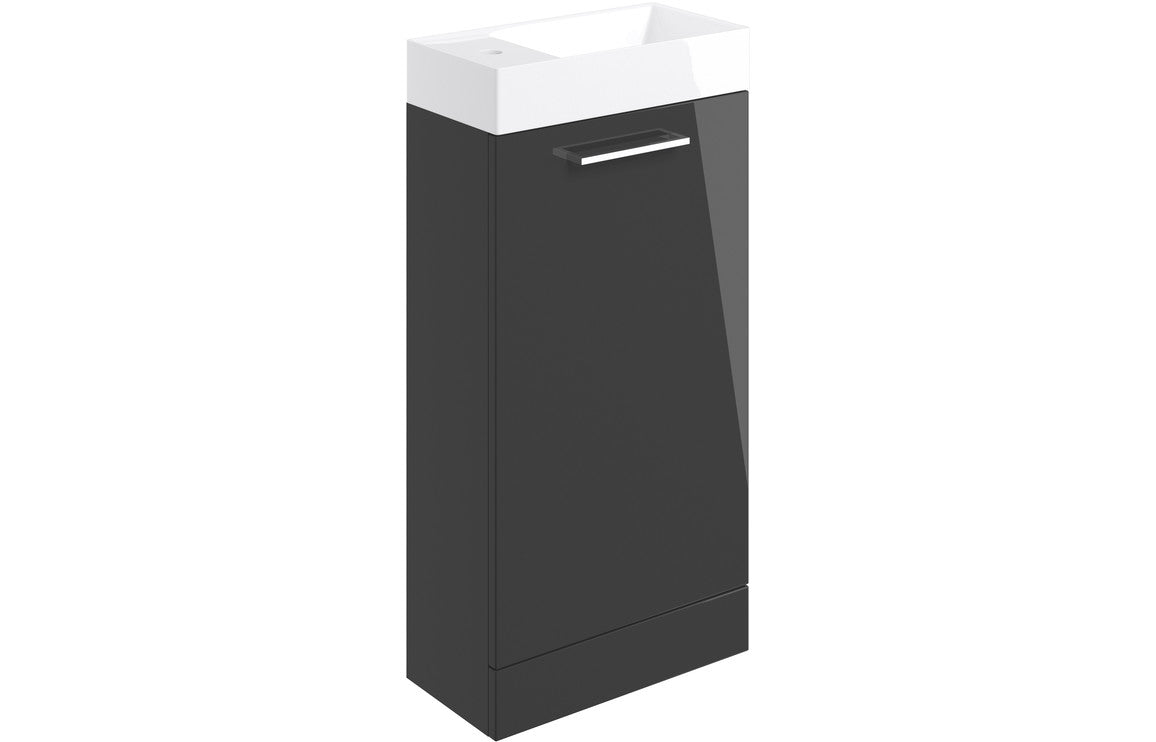 Bohai 410mm F/S Basin Unit &amp; C/C Toilet Pack - Anthracite Gloss
