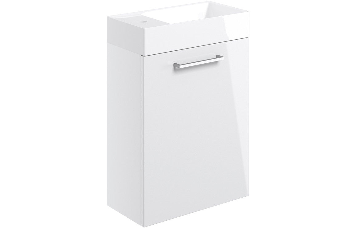 Bohai 410mm W/H Basin Unit &amp; C/C Toilet Pack - White Gloss