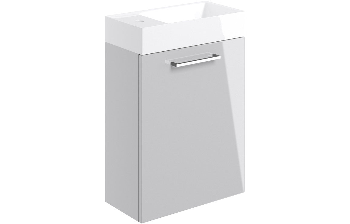 Bohai 410mm W/H Basin Unit &amp; C/C Toilet Pack - Grey Gloss