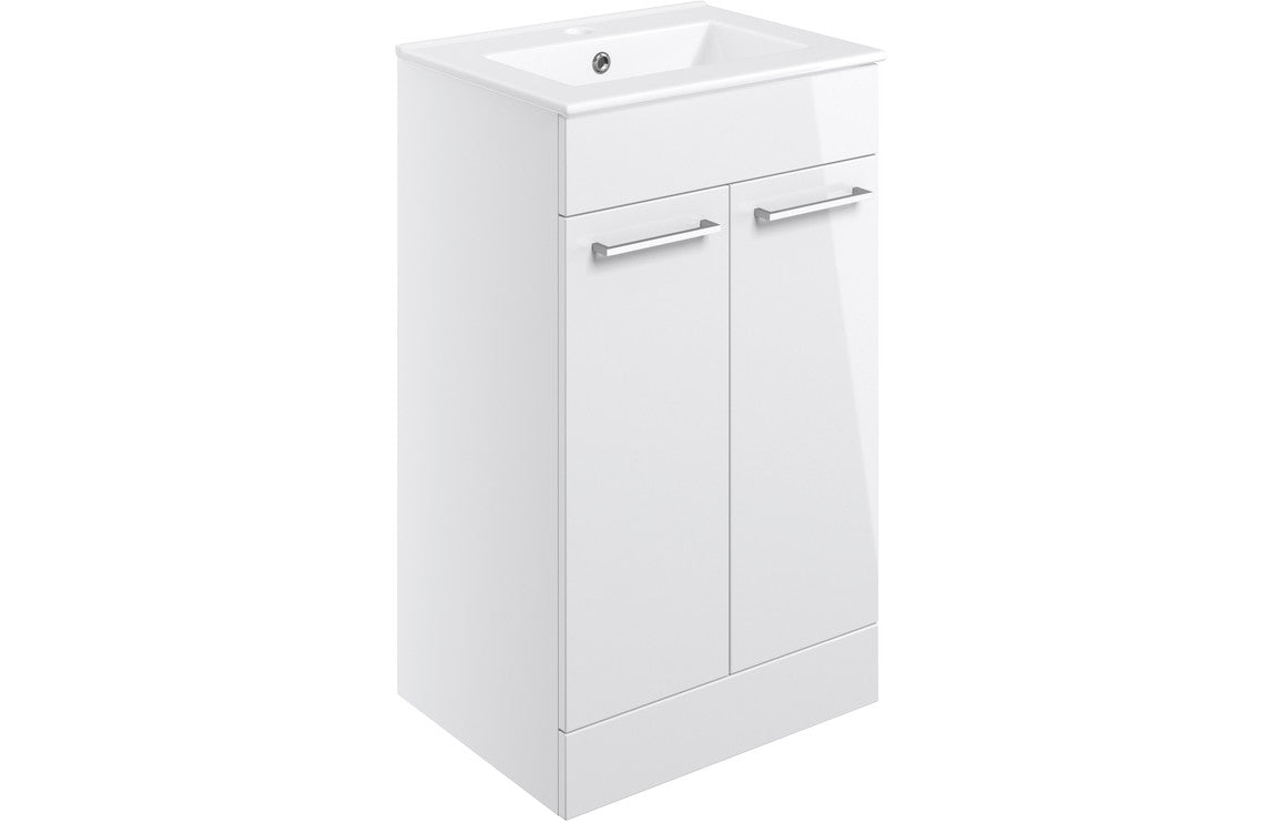 Bohai 510mm Floor Standing Unit &amp; Close Coupled WC Pack - White Gloss