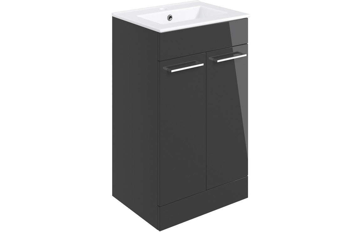 Bohai 510mm Floor Standing Unit &amp; Close Coupled WC Pack - Anthracite Gloss