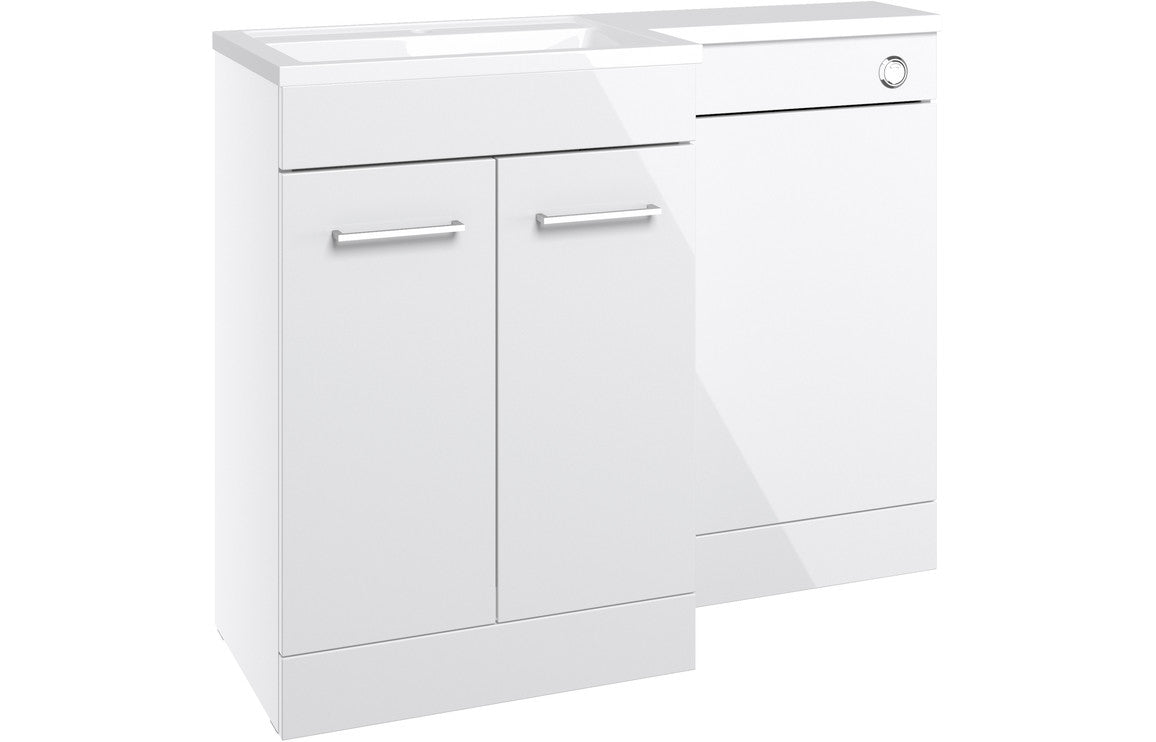 Elowen 1000mm Furniture &amp; BTW WC Pack - White Gloss (RH)