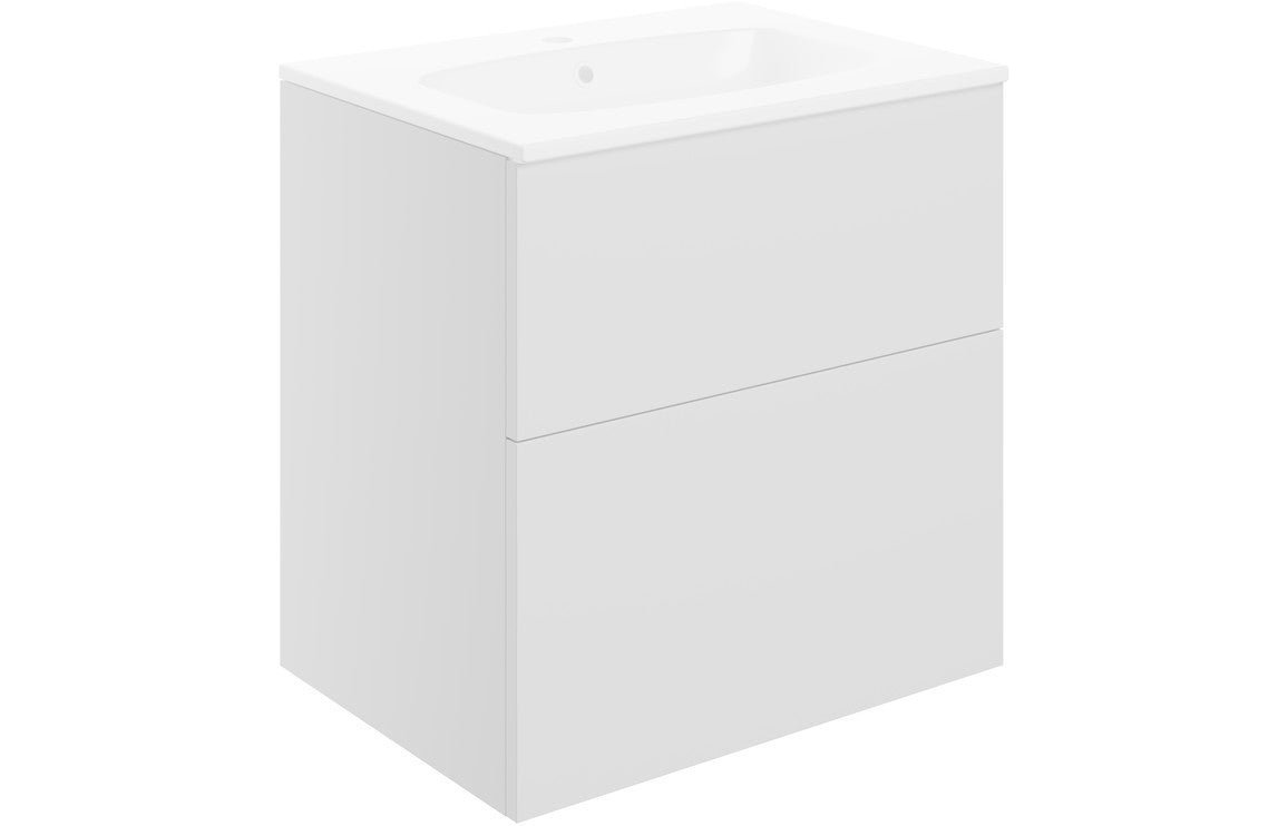 Alisha 610mm Wall Hung 2 Drawer Basin Unit &amp; Basin - Matt White