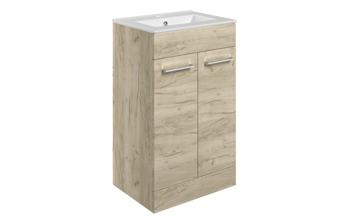 Bohai 510mm Floor Standing Furniture Pack - Oak with Brushed Brass Finishes