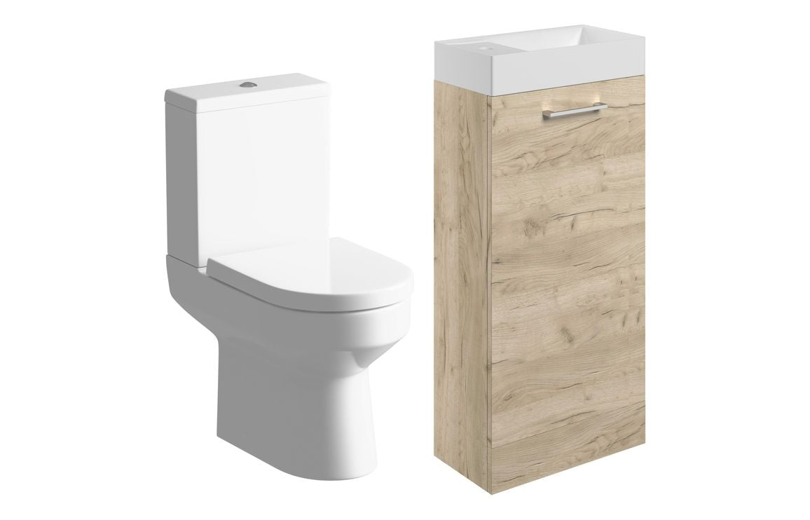 Bohai 410mm F/S Basin Unit &amp; C/C Toilet Pack - Oak