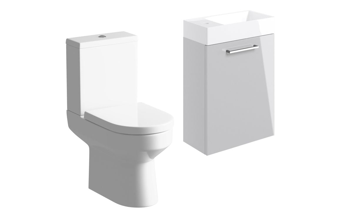 Bohai 410mm W/H Basin Unit &amp; C/C Toilet Pack - Grey Gloss
