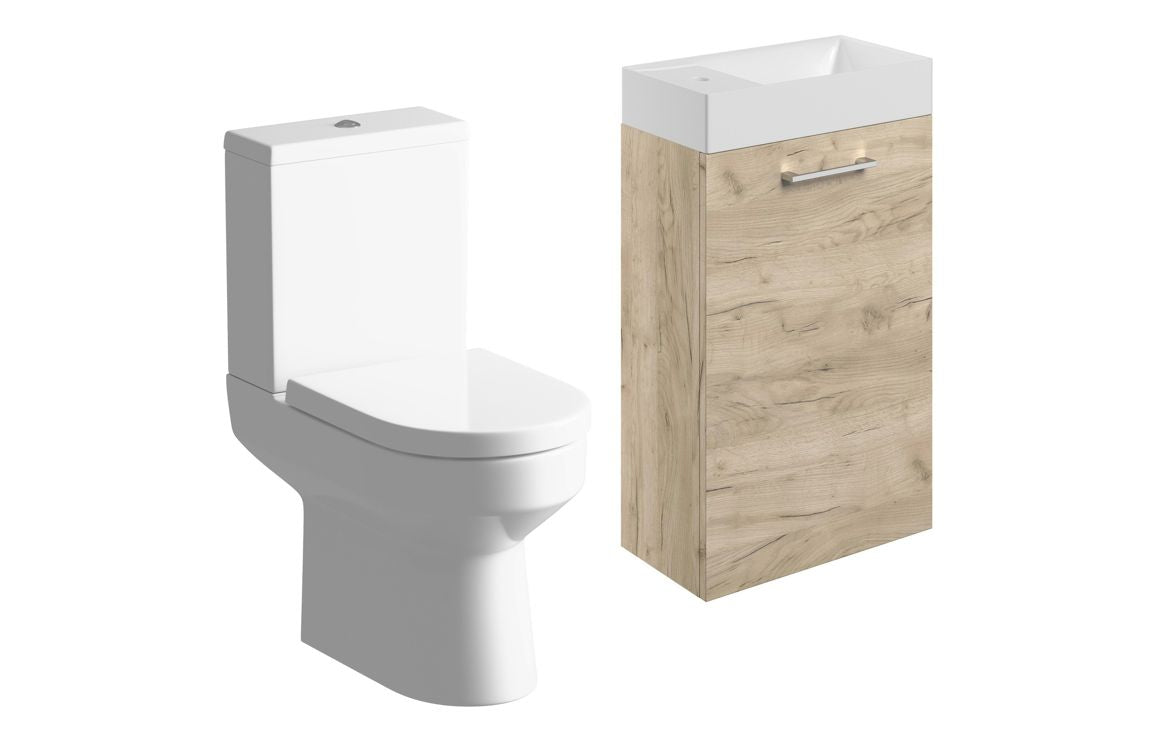 Bohai 410mm W/H Basin Unit &amp; C/C Toilet Pack - Oak