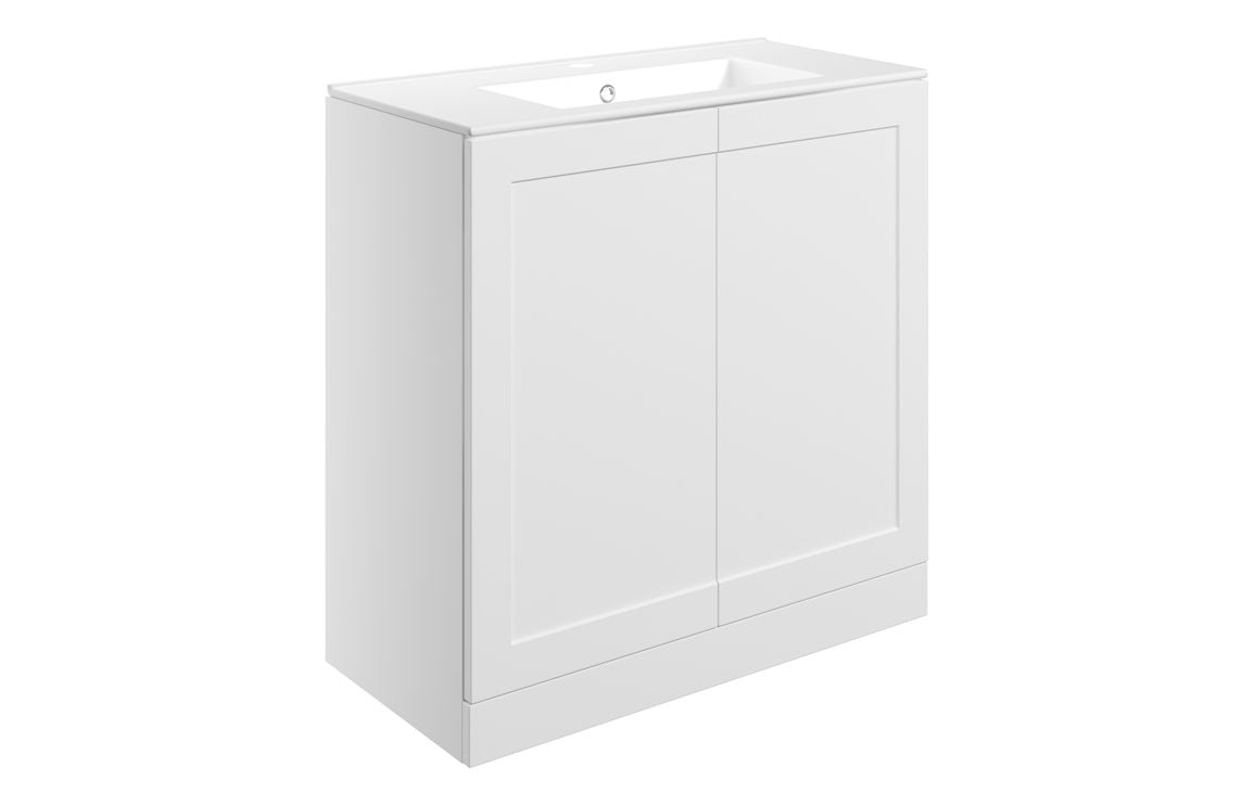 Amaya 815mm Floor Standing 2 Door Basin Unit &amp; Basin - Matt White