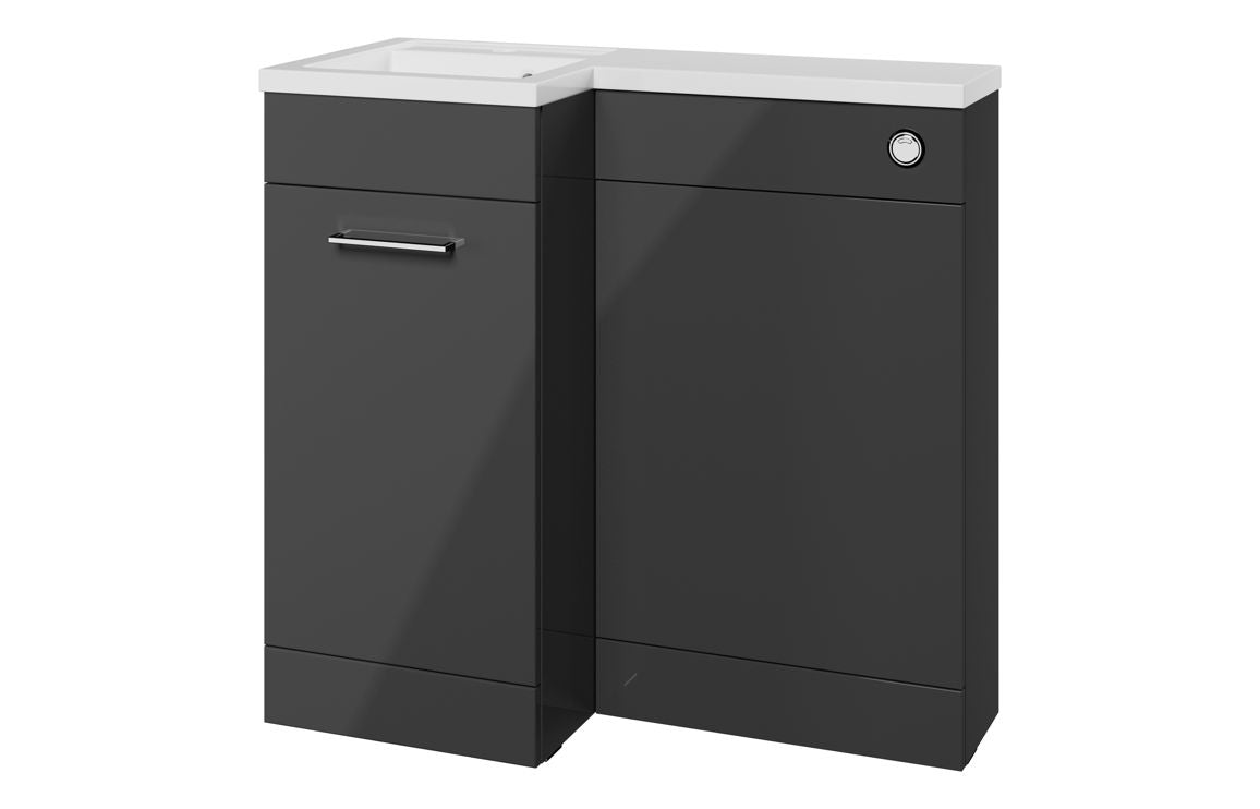 Elowen 900mm Furniture &amp; BTW WC Pack - Anthracite Gloss (LH)