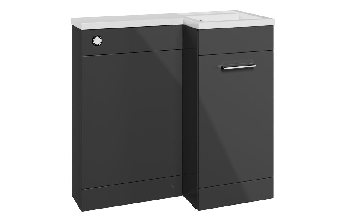 Elowen 900mm Furniture &amp; BTW WC Pack - Anthracite Gloss (RH)