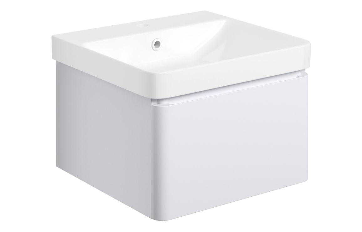 Darya 500mm Wall Hung 1 Drawer Basin Unit &amp; Basin - Matt White