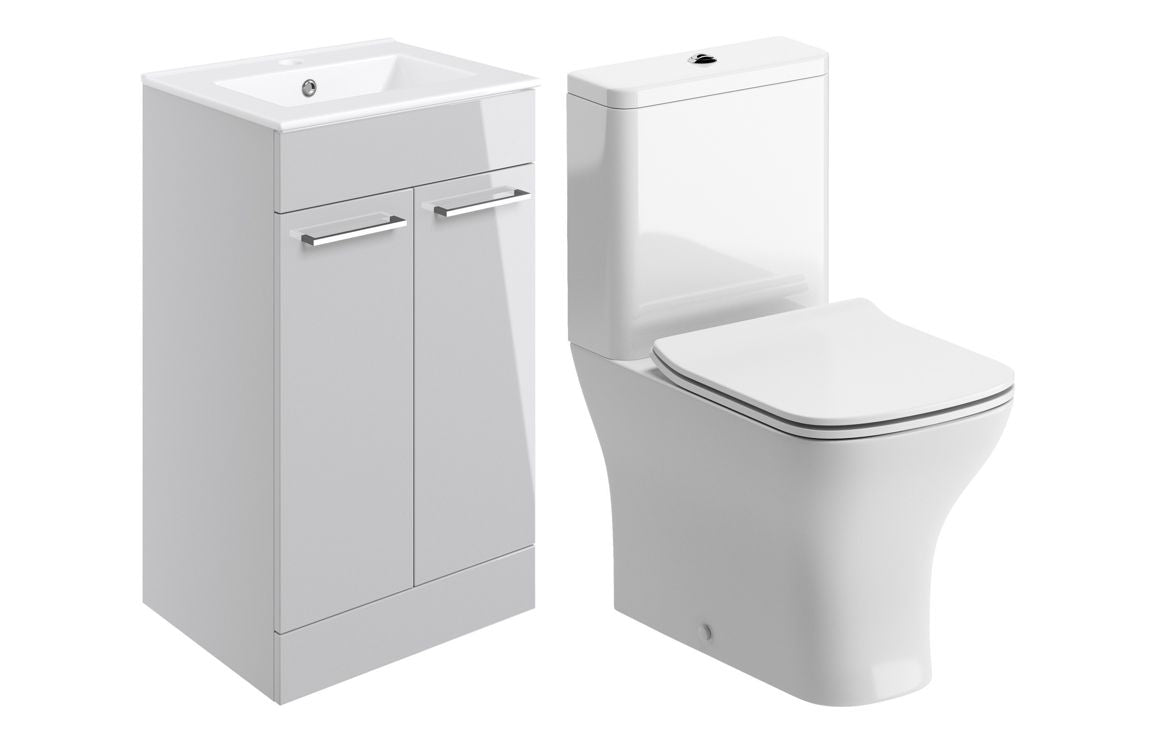 Bohai 510mm Floor Standing Unit &amp; Close Coupled WC Pack - Grey Gloss