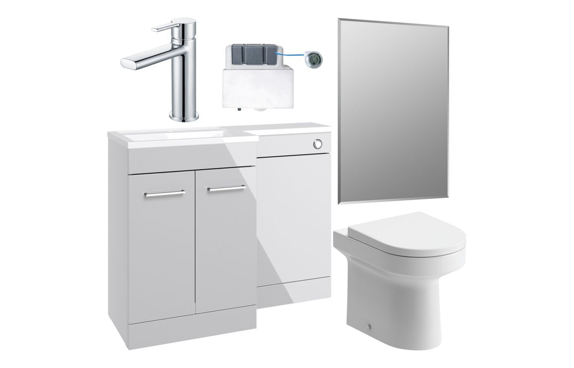 Elowen 1000mm Furniture &amp; BTW WC Pack - Grey Gloss (RH)