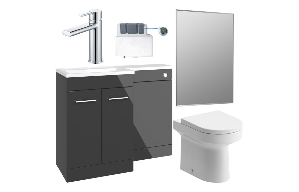 Elowen 1000mm Furniture &amp; BTW WC Pack - Anthracite Gloss (LH)