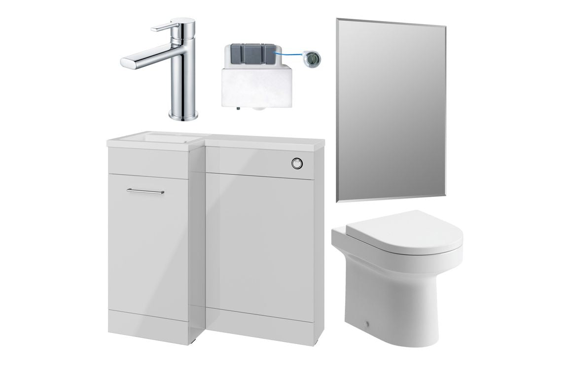 Elowen 900mm Furniture &amp; BTW WC Pack - Grey Gloss (LH)