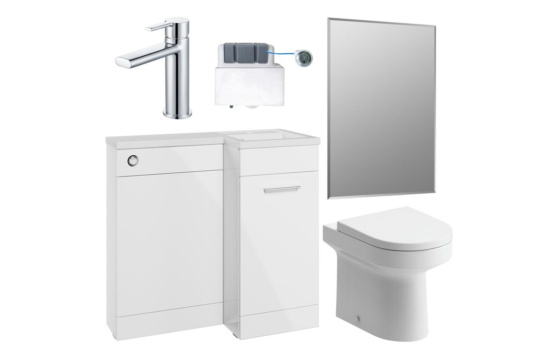Elowen 900mm Furniture &amp; BTW WC Pack - White Gloss (RH)