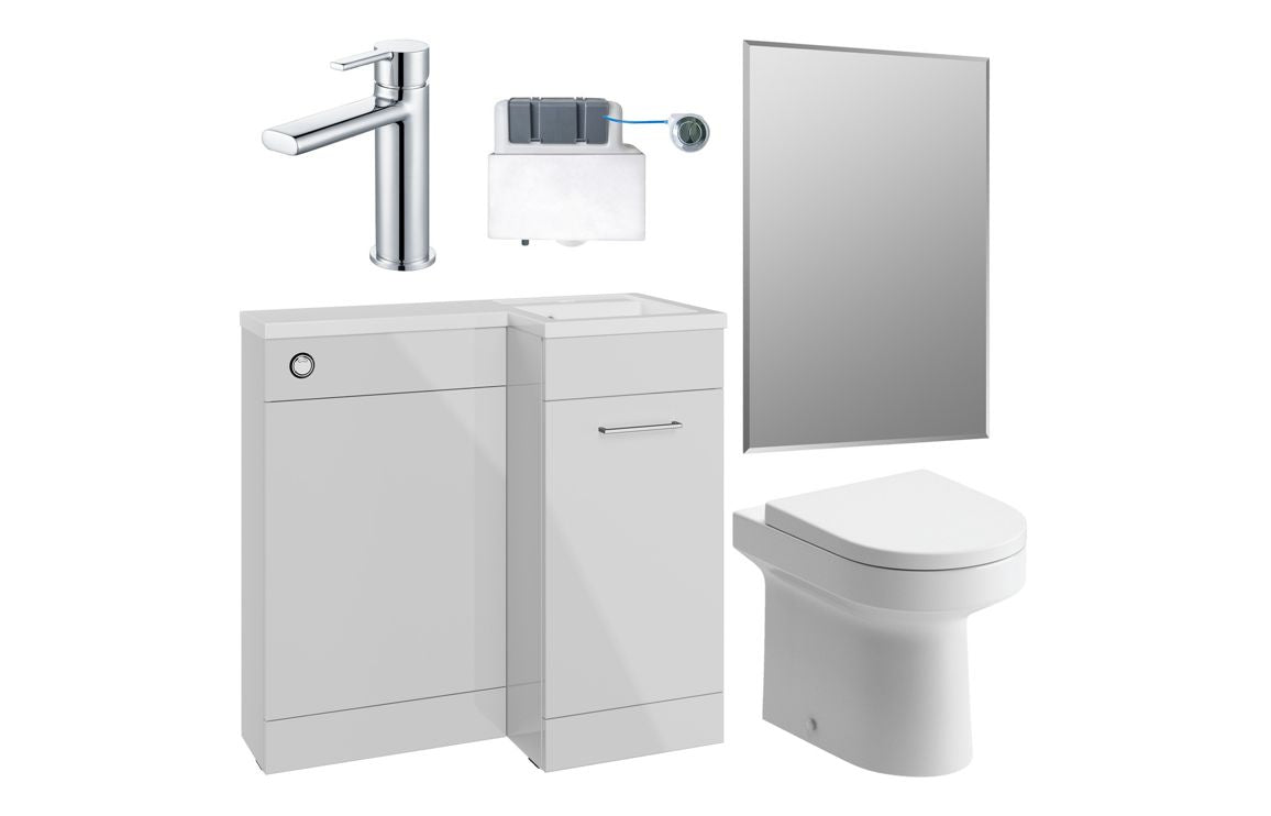 Elowen 900mm Furniture &amp; BTW WC Pack - Grey Gloss (RH)