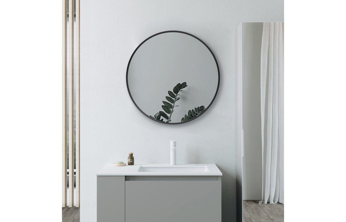 Buttermere 600mm Round Mirror - Matt Black