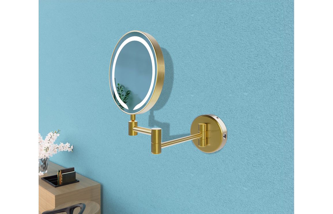 Ullswater Round LED Cosmetic Mirror - Brushed Brass