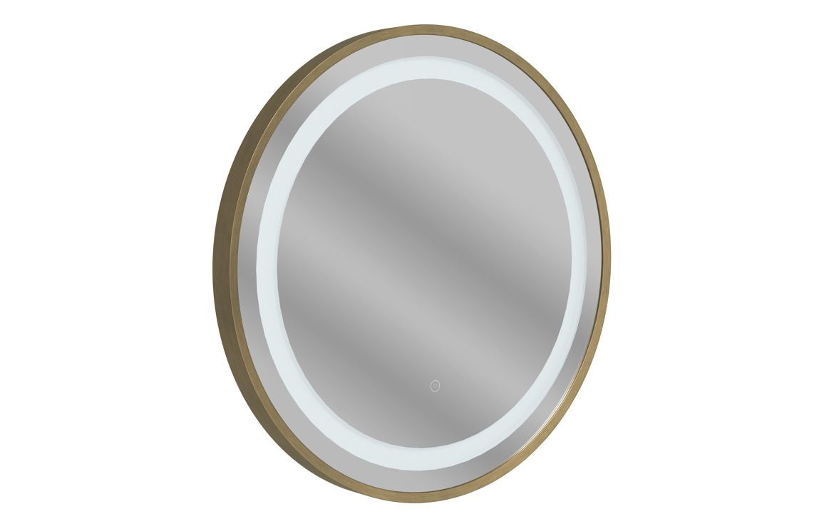 Coniston 600mm Round Front-Lit LED Mirror - Brushed Bronze